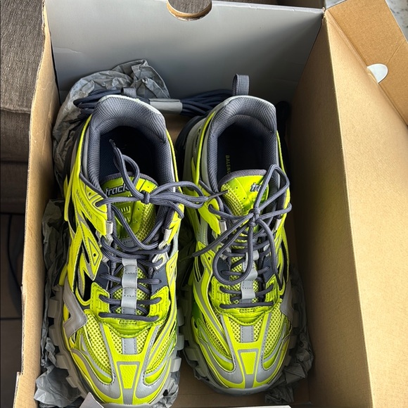 Balenciaga Neon Green and Gray Track Sneakers - Picture 3 of 5